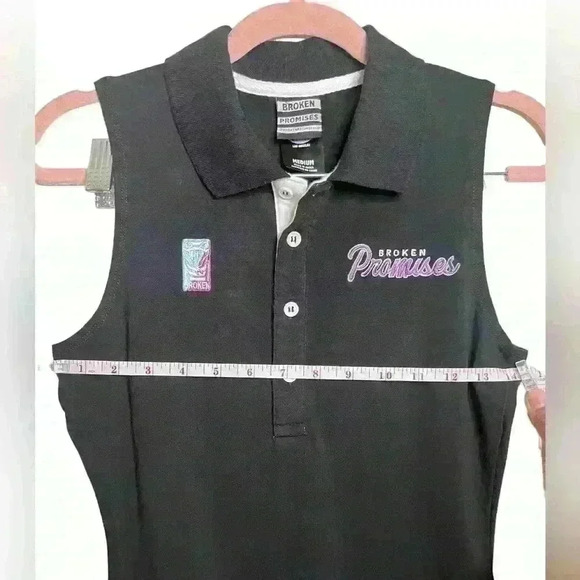 Broken Promises Black Sleeveless Collared Bodycon Graphic Polo Street Wear Dress - Picture 3 of 6